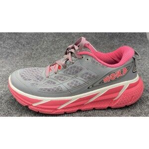Womens Hoka Clifton 2 Running Shoes Gray Pink GNPN Size 6.5 US Road Trail